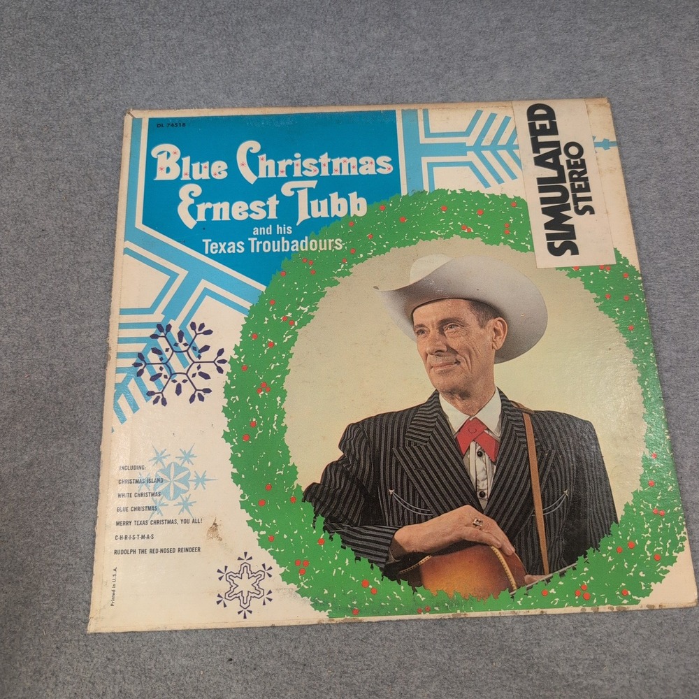 Ernest Tubb Blue Christmas Vinyl LP Decca DL 74518 Texas Troubadours Signed